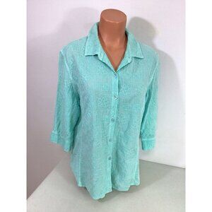 Focus Shirt Mint Green Embroidered Blouse Womens XL